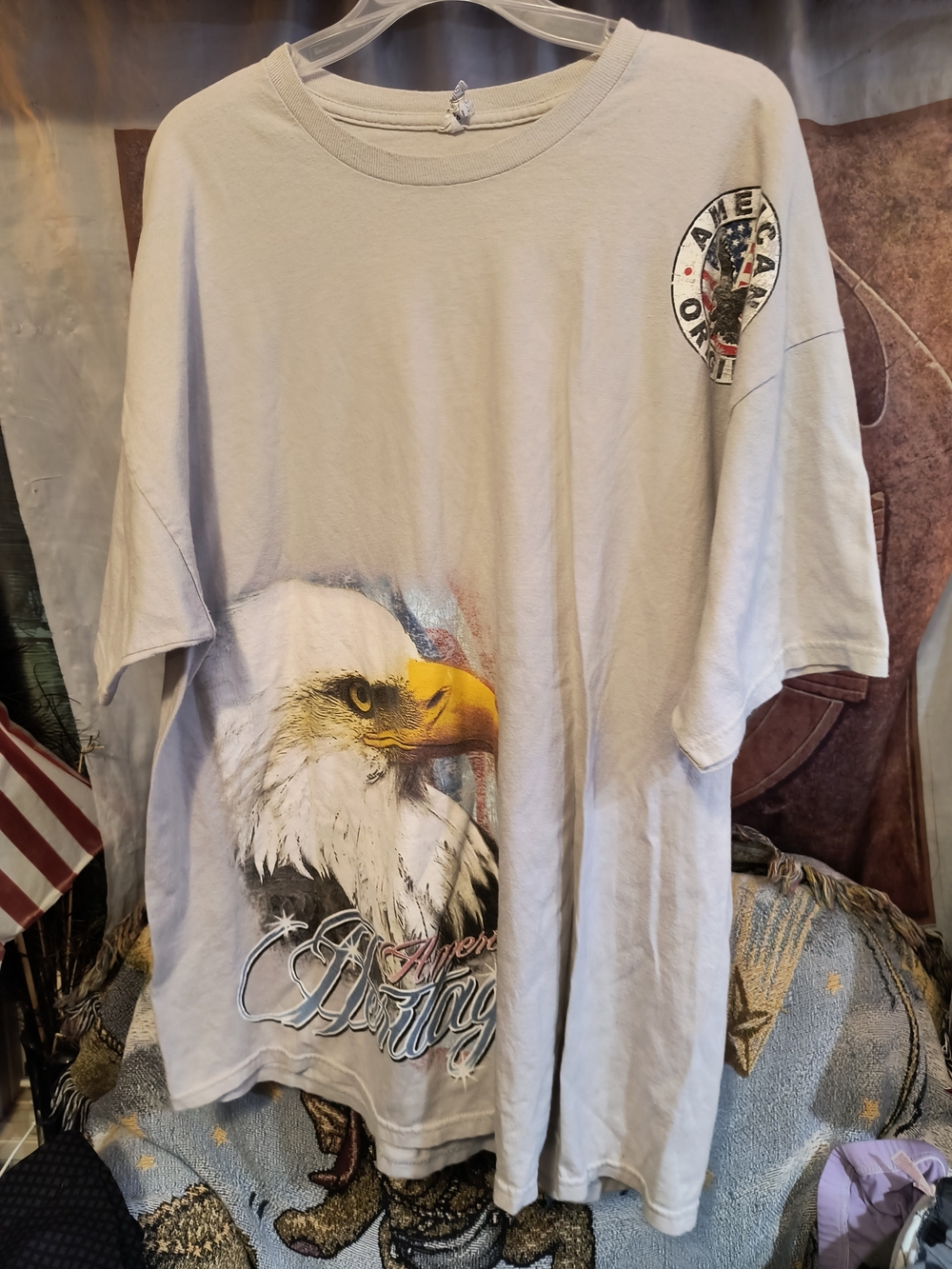 Men's Austile Short Sleeve  American Heritag Tee - Light Gray Bald Eagle XL